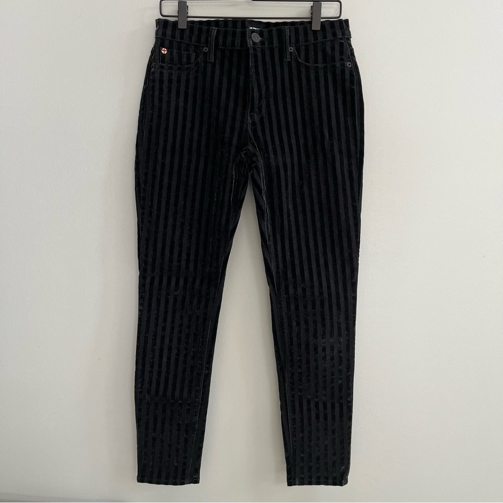 Hudson NICO Mid-Rise Ankle Skinny Pants Size 29 Velvet Stripe Cyber Goth Punk